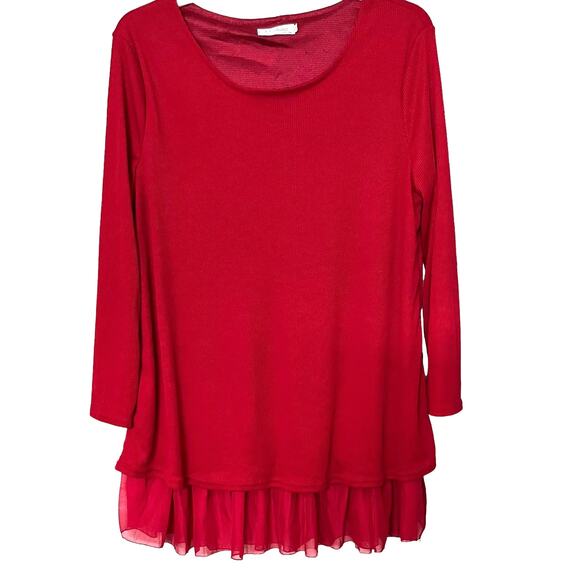 CL. SHANG LONG SLEEVE PULL-OVER ROUND NECK BLOUSE, WOMENS, 4XL, RED, DRESSY, BOW - Picture 1 of 10
